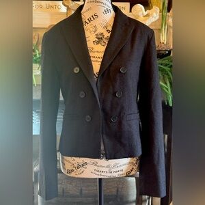 Mina Self Black Tweed Cropped Blazer Women’s Medium Business Casual Open Front